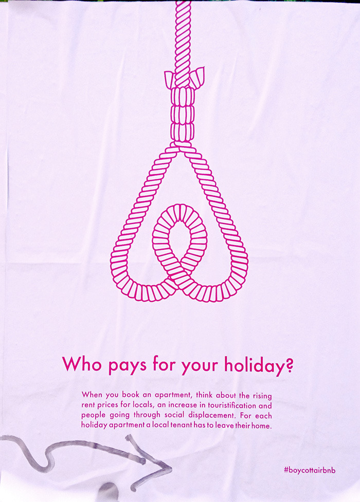 Anti-AirBnB poster depicting the logo as a noose